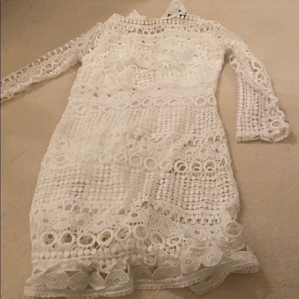 White crotchet dress